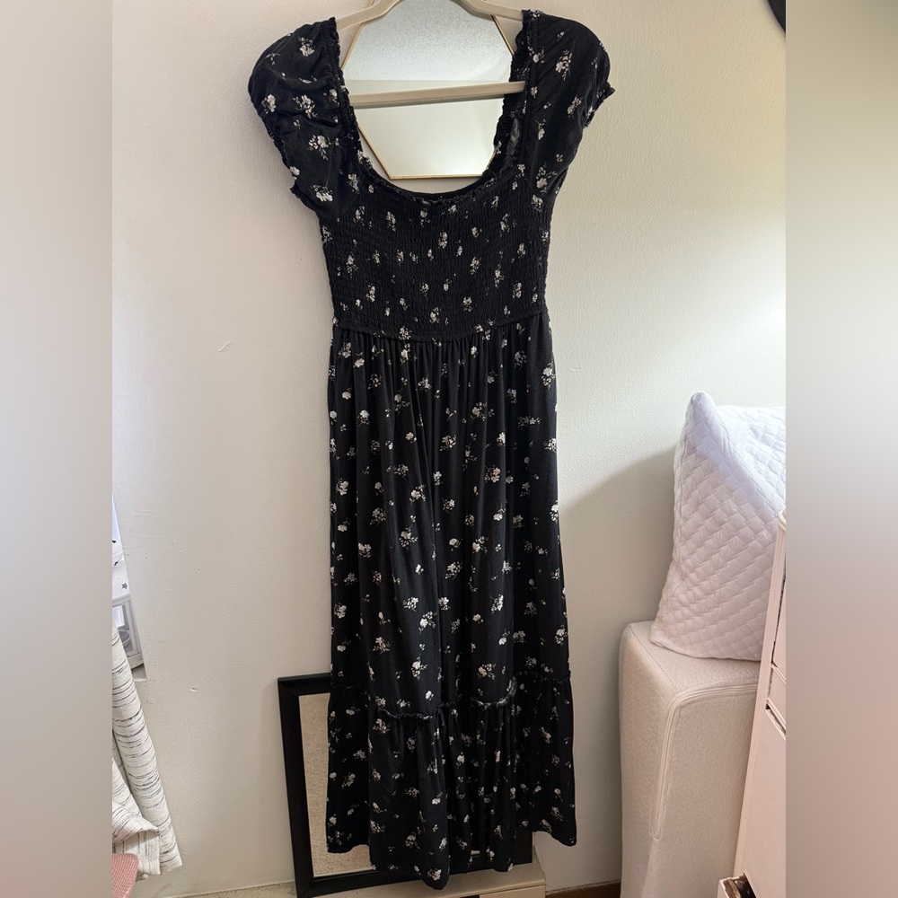 Aeropostale Floral Square-Neck Tiered Midi Dress Size Small